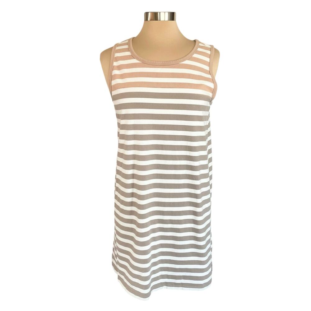 NEW Z Supply Taupe Ombre Striped Dress Womens LARGE Sleeveless‎ T-shirt Dress